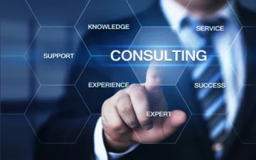 Consultant aan het werk bij een klant