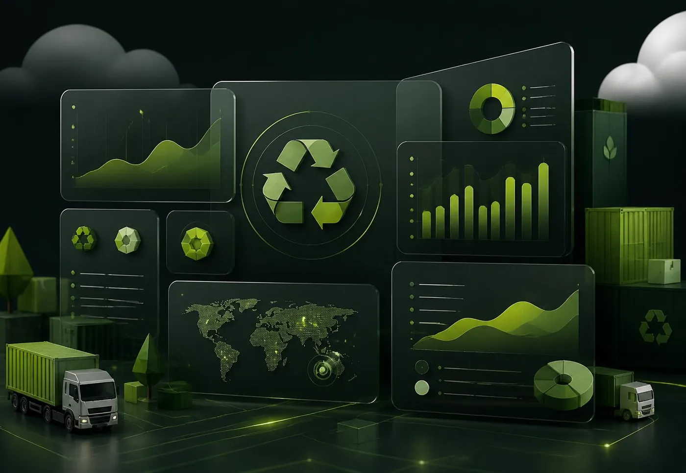 Excellium cloud ERP-dashboard met realtime data voor recyclage en transport